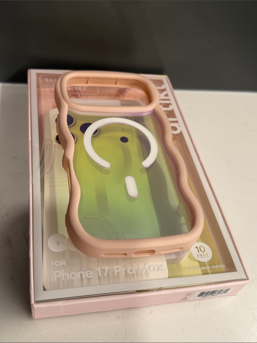 Cotton Pink Wavy Silicone iPhone 17 Pro Max Magsafe Case - Iridescent